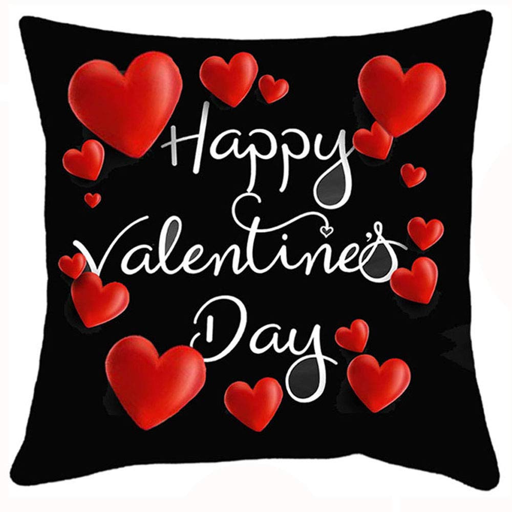 Akshant Gift Wrap Heart Theme Text Print Soft Satin Black Cushion with Filler for Valentine Akshant Gift, Size-12x12 Inches (Set of 1 Pcs)