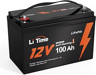 LiTime 12V 100Ah Self-Heating LiFePO4 Lithium Battery with 100A BMS Low Temperature Protection, 1280W Output Power, 4000+ Cycles and 10-Year Lifetime Perfect for RV Solar System Home Energy Storage