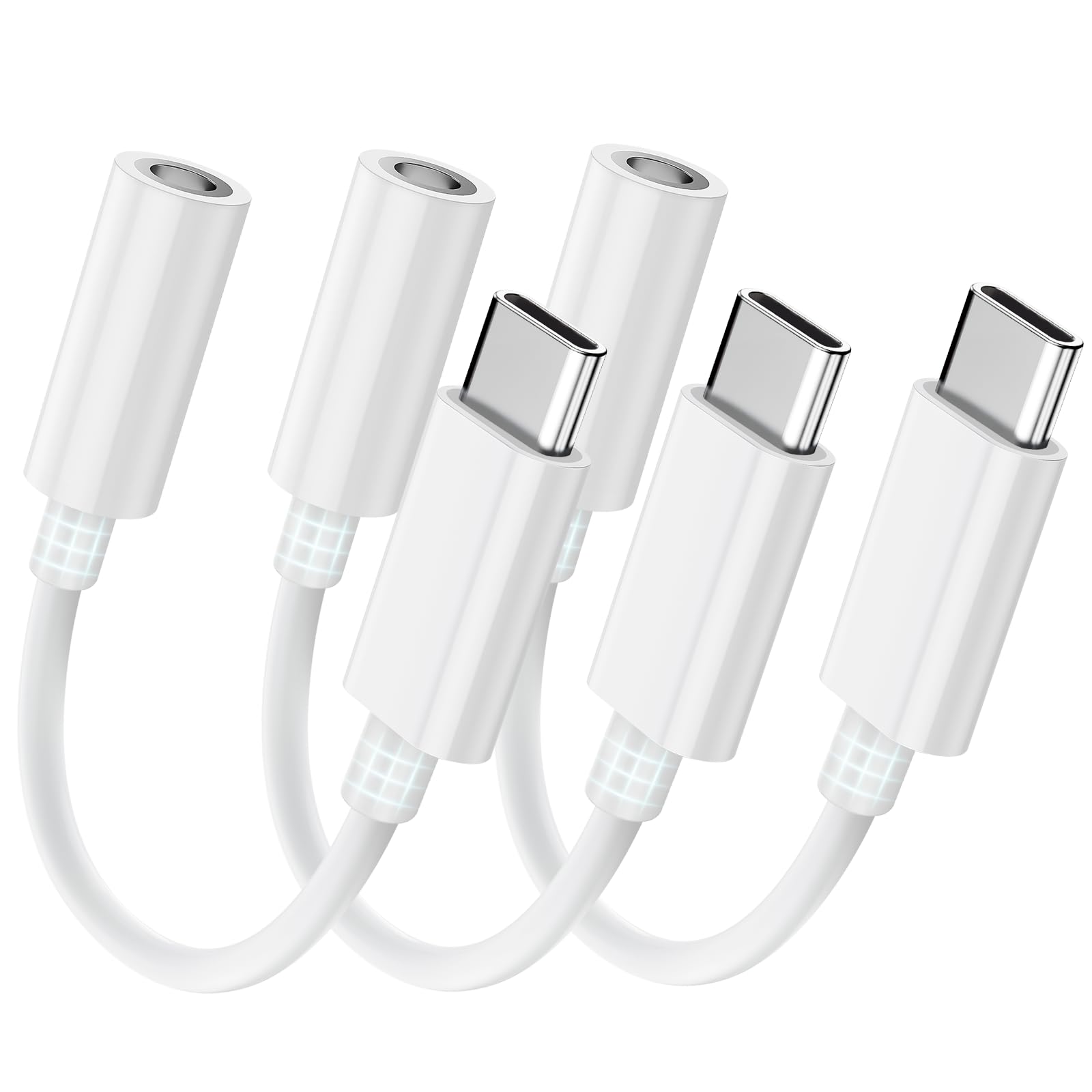 Seulliya USB C to 3.5mm Headphone Jack Adapter for iPhone 17/16/15 Pro/Max, Hi-Res Audio DAC Dongle, 3.5mm Aux Cord Converter for Samsung Galaxy, iPad, Car, USB-C Devices 3Pack