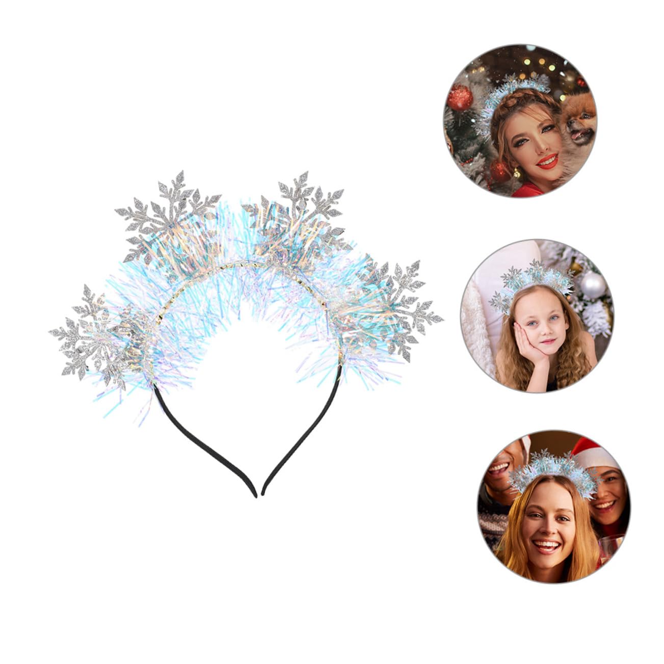 3pezzi Fascia Per Capelli Invernale Donna Fiocchi Di Accessori Per Capelli Natalizi Glitterati Per Feste e Occasioni Speciali