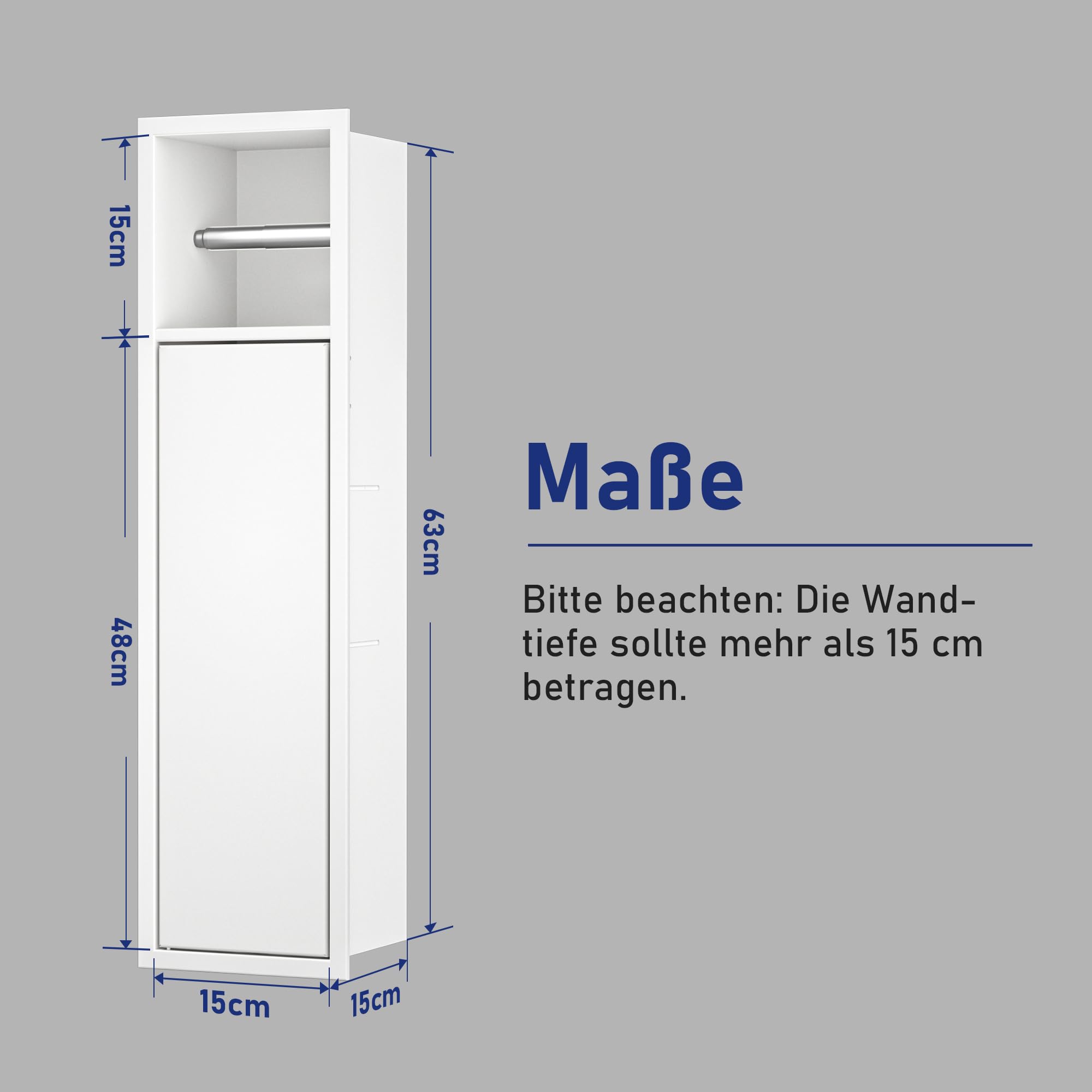 Unterputz Toilettenpapierhalter Edelstahl,Einbauschrank WC Toilettenpapierhalter mit Aufbewahrung, Klopapierhalter Weiß