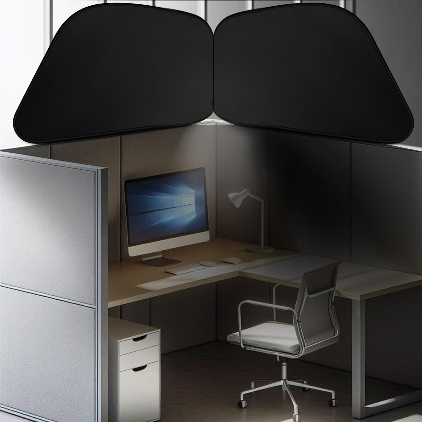 Juexica Foldable Office Cubicle and Desk Shade, Portable Light Shade, 29.5 Inches Radius Foldable Canopy Fully Blocks Light or Disturbance for Working Office Cubicle Accessories, Black