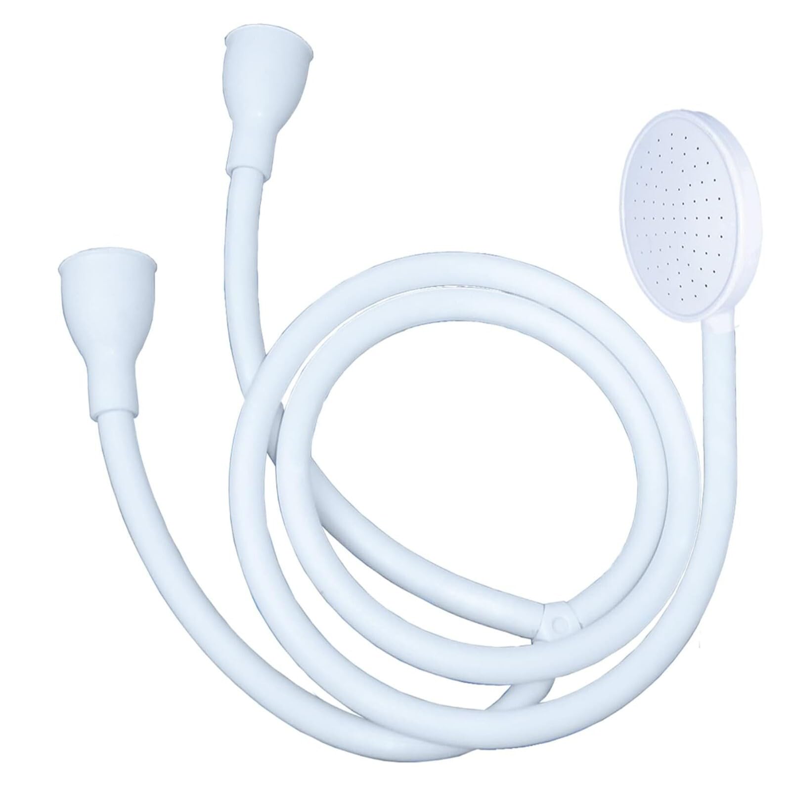 MAXPERKX Double Tap Shower Head Hose Spray Bathroom Accessory Premium Attachment for Bath Taps Push On Fitting Mixer Bath Sink Hairdresser Washing Tub Pipe 1.5 Meters White