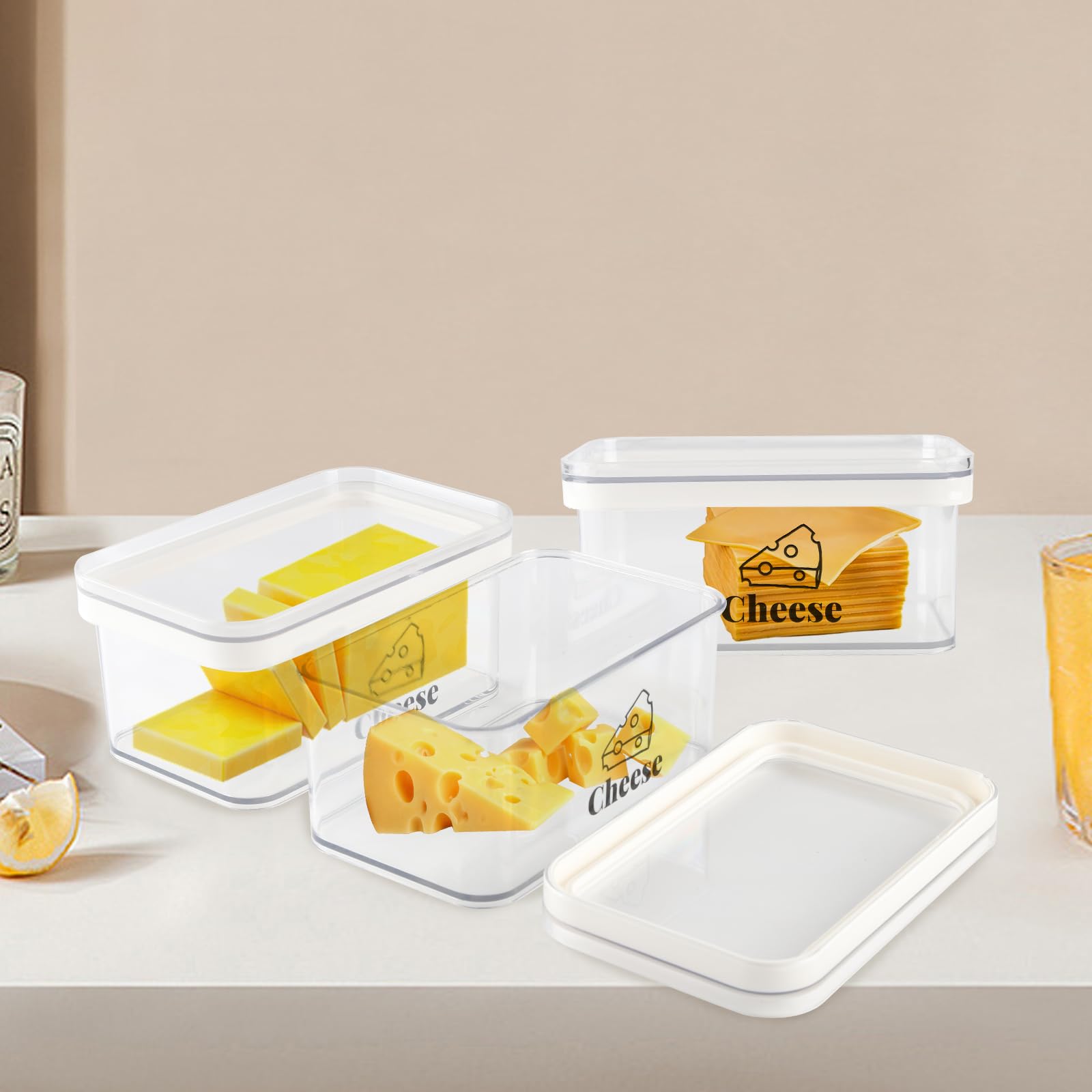 Käsebehälter für Kühlschrank, 3 Stück, geschredderter Käse, Aufbewahrungsbehälter mit Deckel, BPA-frei, Delikatfleisch-Aufbewahrungsbehälter, Frischkäse, Kühlschrank-Organizer und Aufbewahrung