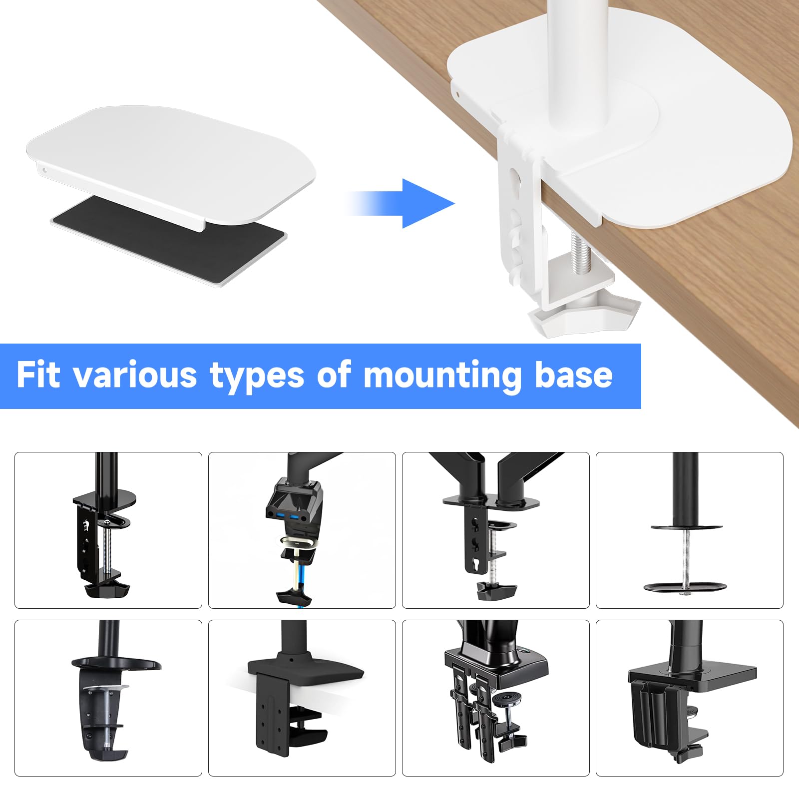 HUANUO Plaque De Renfort En Acier Pour Dessus De Table Mince, Verre Et Autres Plateaux Fragiles, Plaque De Support En Acier Compatible Avec La Plupart Des Supports De Moniteur, Installation Par Pince