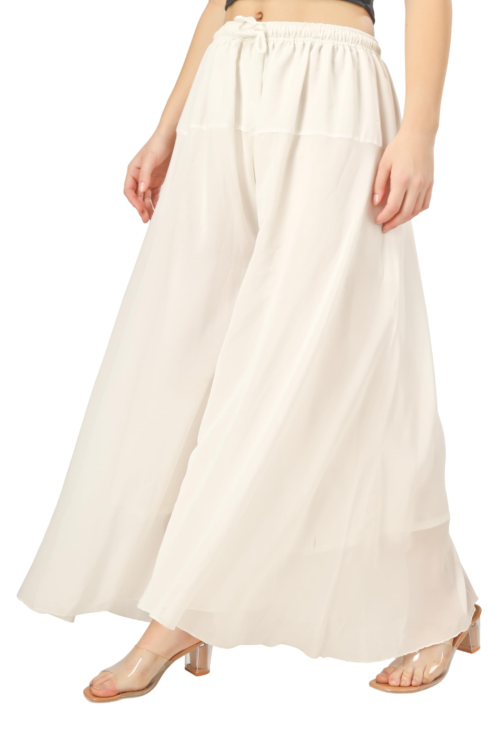 sumaya fashion Georgette Traditional Ethnic Wear Plain Flared Sharara for Women's-picture-26
