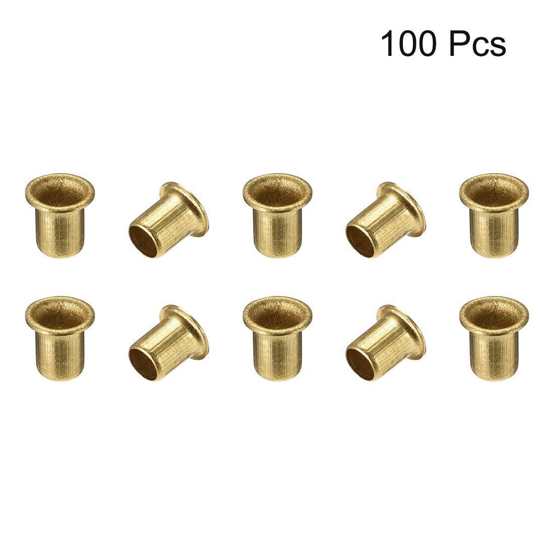 sourcing map 100 Stk. Durchgangsloch Kupfer Hohlnieten Ösen Leiterplatte PCB 5mmx6mm Golden