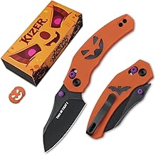 Kizer Mini Bulldog Pocket Knife, 2.5” Nitro V Sheepsfoot Blade Folding Knife, G10 Handle Clutch Lock Small EDC Knife for Men Women Gift for Halloween, Fishing Hiking Camping Hunting Knives V3672SHW1