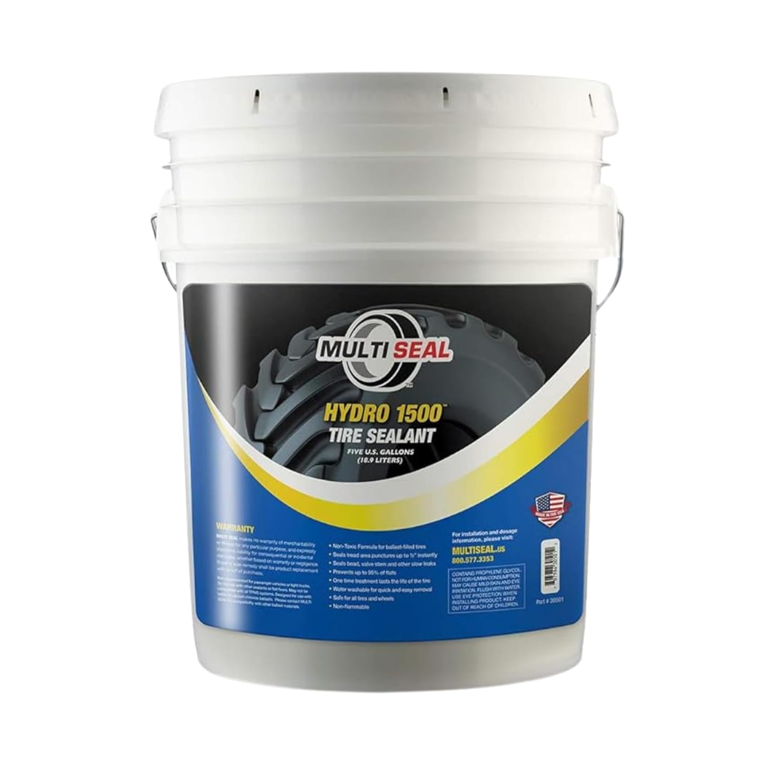 HYDRO 1500 Liquid Ballast-Filled Tire Sealant - Maximum Protection Formula - Prevents Flats - Seals Punctures - Tubeless Tire Sealant - 5-Gallon Pail