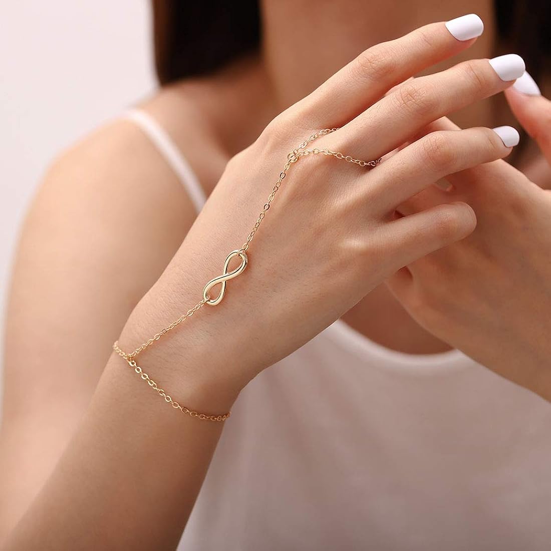 Buy Bomine Infinity Finger Bracelets Ring Hand Chain Wedding and Beach  Slave Bracelet Jewelry for Women and Girls (Gold) at Amazon.in