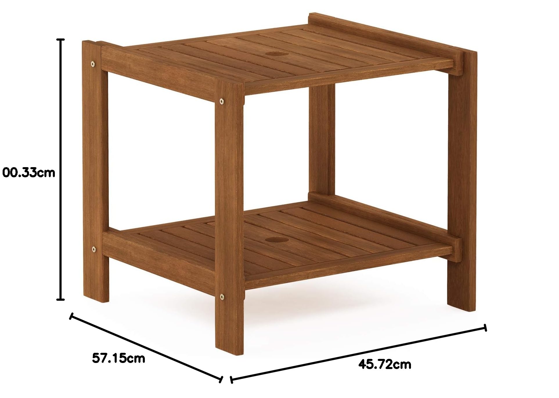 Furinno Tioman Mesa auxiliar Mississippi para exteriores de madera dura con orificio para sombrilla, Natural
