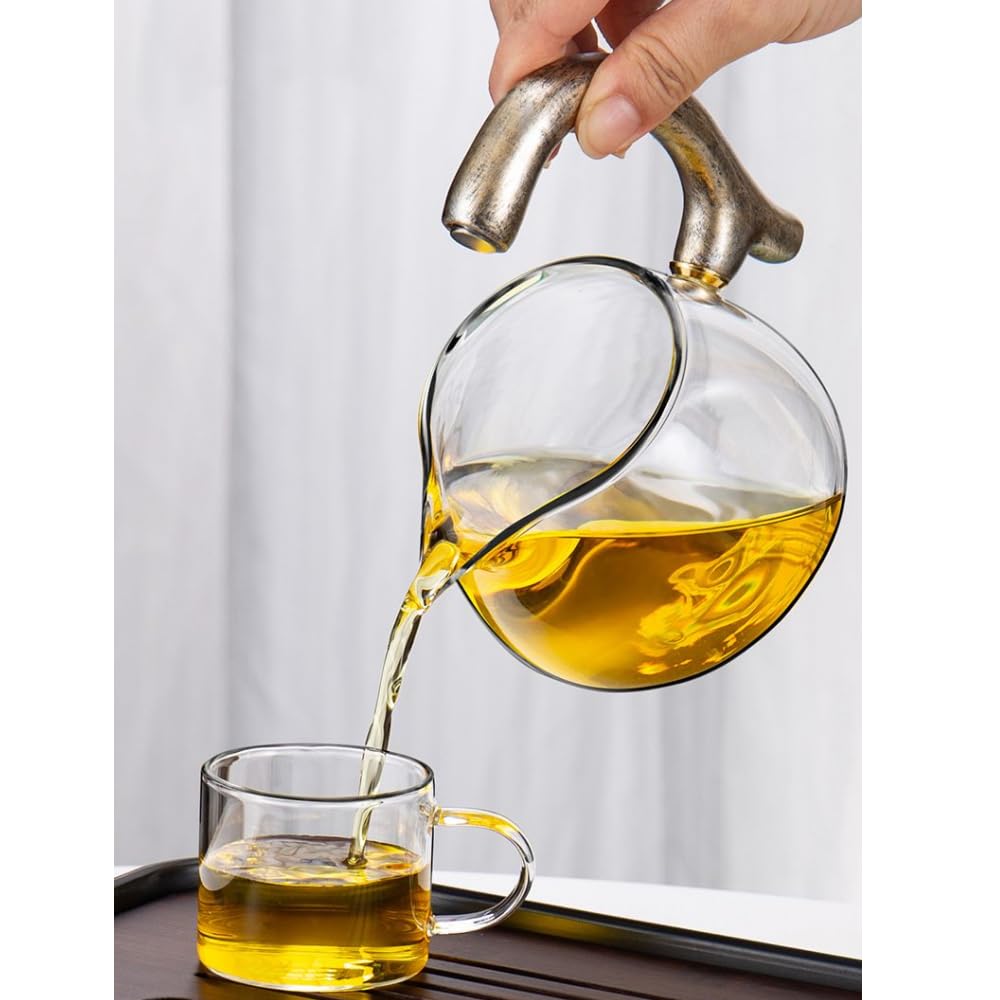 Glas-Teekannen-Set, Tier-Vogel-Design, Halbautomatisch, Tropfende Rotierende Schüssel Mit Teesieb, Lazy Kungfu-Set