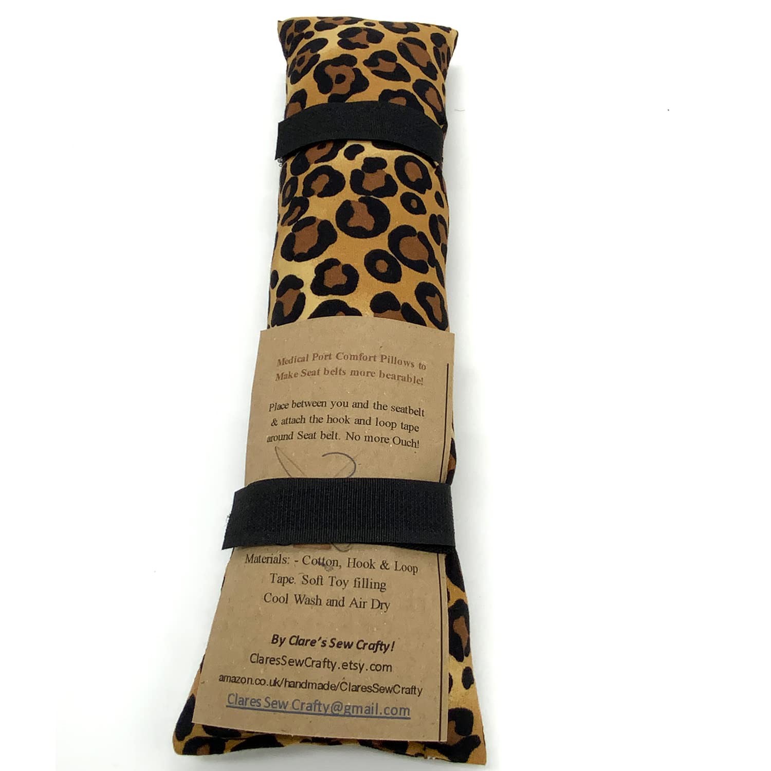 10” x 3”Car Seatbelt Pads - various sizes for Post Surgery, Pacemakers, Chemo/Stoma/Medical ports or just to stop that Ouch! 10” x 3” (CHEETAH) — image 1