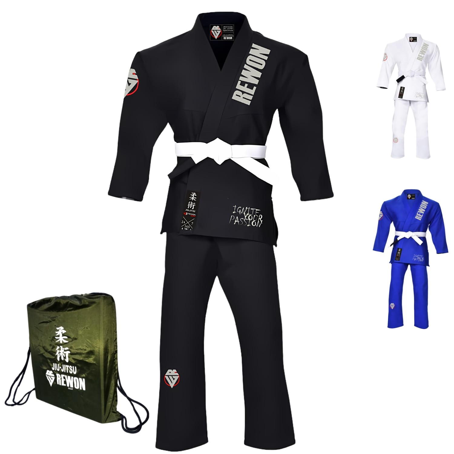 Rewon Gear REWON Traje de Karate Kimono de Taekwondo, Estudiantes de Jiu Jitsu BJJ Gi Uniforme Entrenamiento de Artes Marciales MMA para Entrenamiento y competición