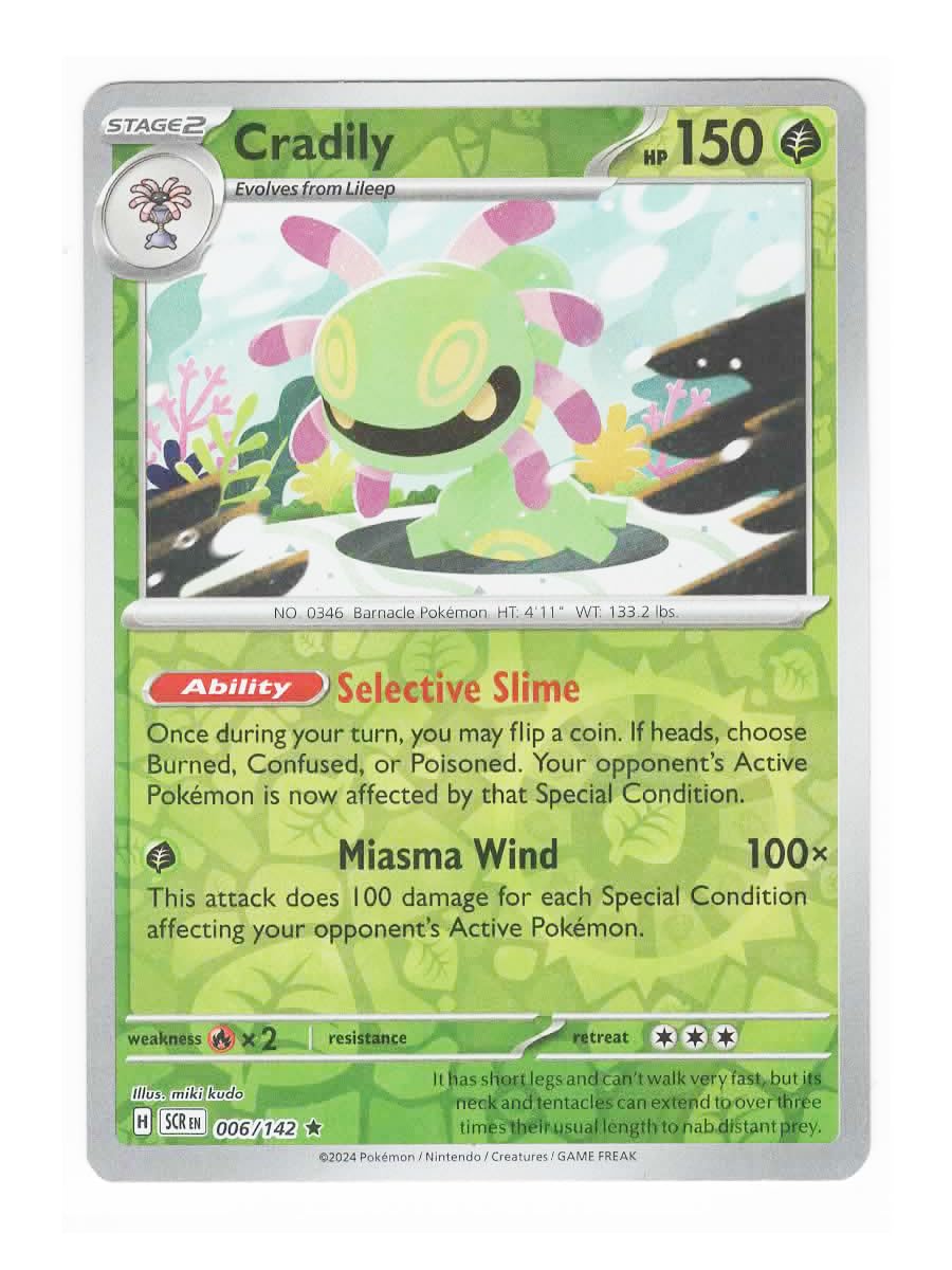Amazon.com: Pokemon - Cradily 006/142 - Stellar Crown Reverse Foil  Single  Card : Toys & Games