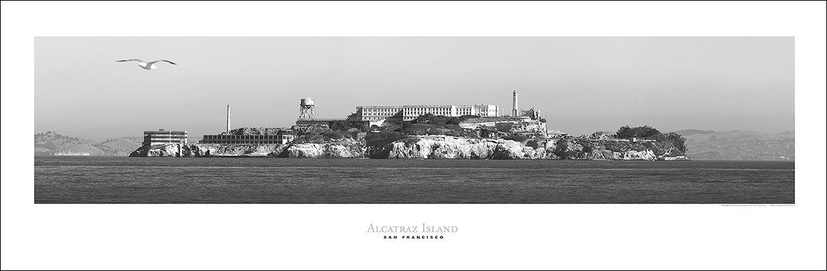 San Francisco Golden Gate | Alcatraz Island Panoramic Art Print Poster