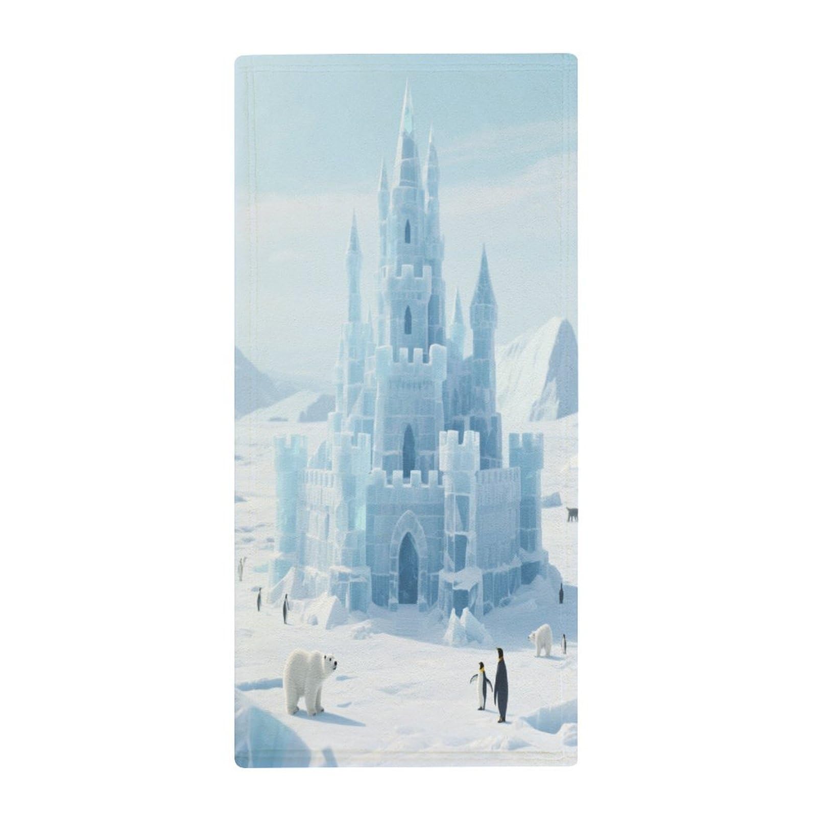 Fekiloot Style Ice And Snow Castle Icefield Towels For Bathroom, Bath Towels 13.8 X 28.7 Inch, Hand Towel Multipurpose Use As Bath Fitness, Bathroom, Shower, Sports, Yoga Towel