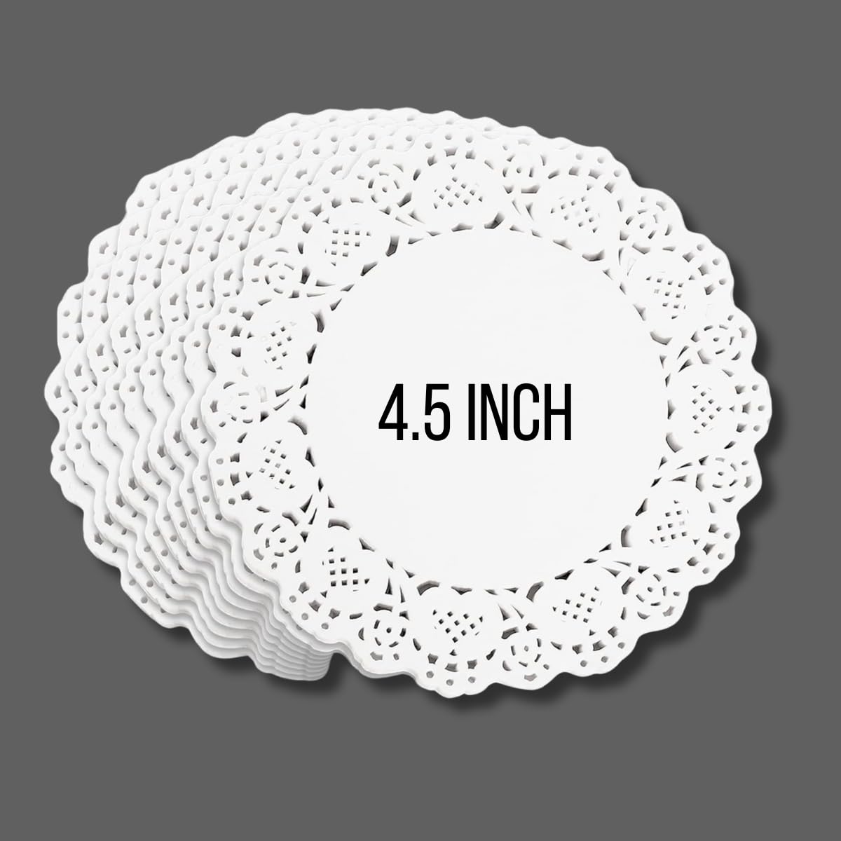 BakeGuru® 4,5 Inch Paper Doilies | 100 Pieces | White | Round Lace Paper Doilies | Place Mats | Decorative Craft Paper | Party Packaging | Diposable Greaseproof Doilies (4.5 INCH)