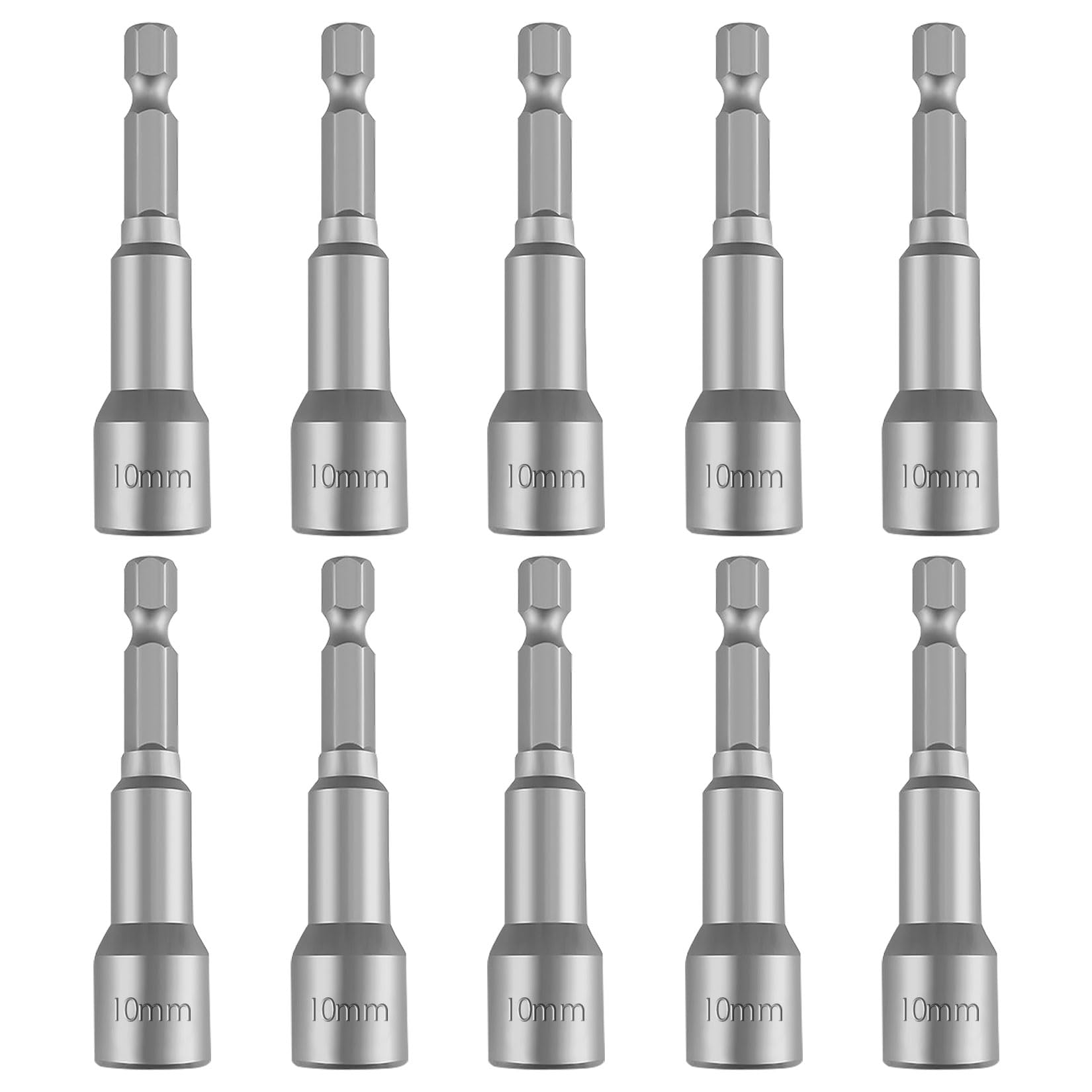 ルーブエックス10個 10-Piece Nut Driver Bit Set, 10mm 6-Point Socket 1/4