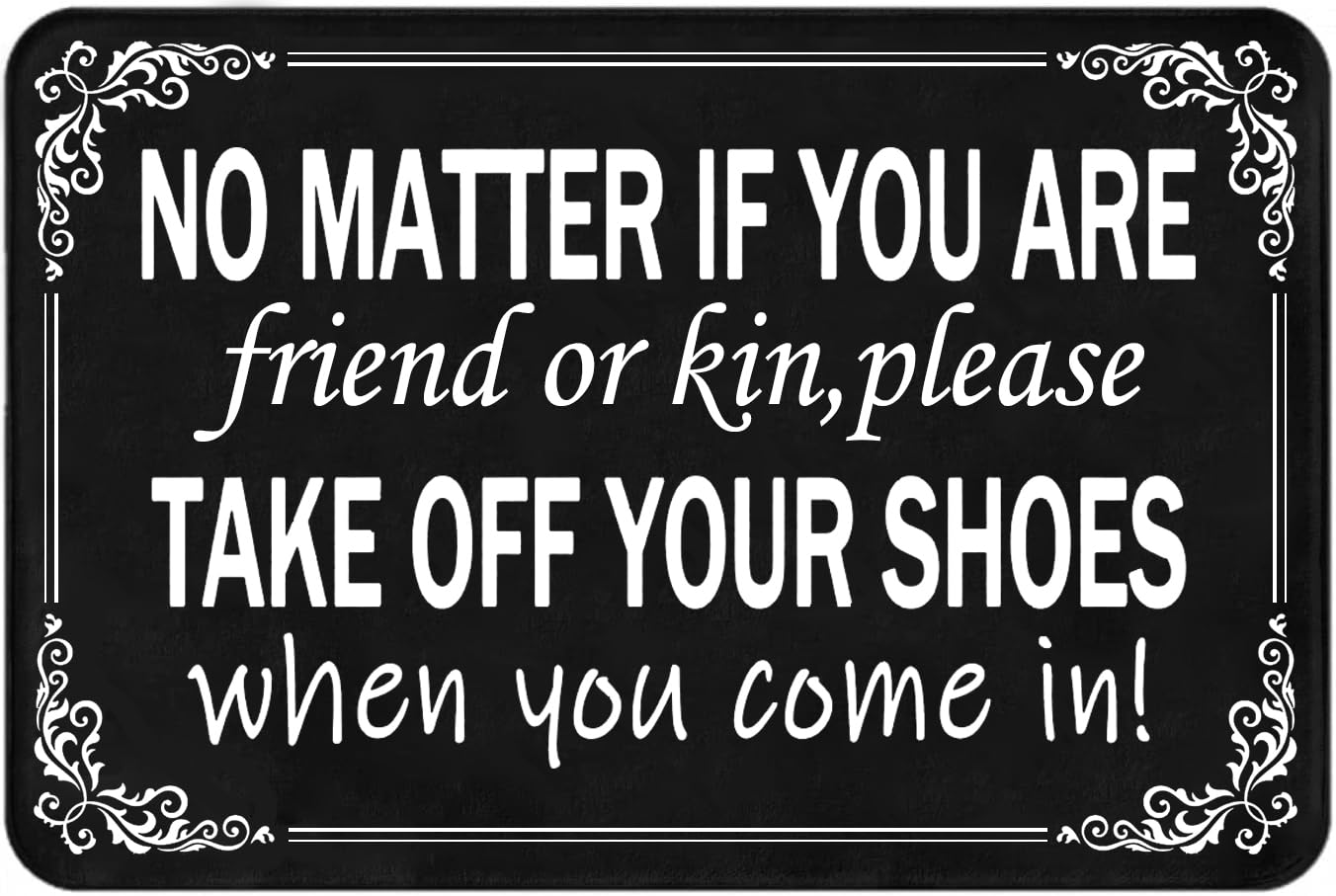 Doormat Take Off Your Shoes Indoor Outdoor with Rubber Backing Rug Non-Slip Doormat, Easy to Clean Entry Front Floor Mat, 24 x 16 Inches, Picture02