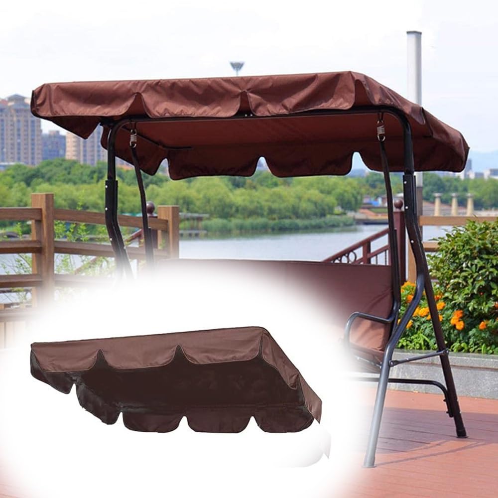 Hollywoodschaukel Dachbezug 164x114cm 249x185cm Ersatzdach Gartenschaukel 3 Sitzer Ersatz Bezug Sonnendach Bezug Für Hollywoodschaukel(Coffee,249 * 185 * 18cm)