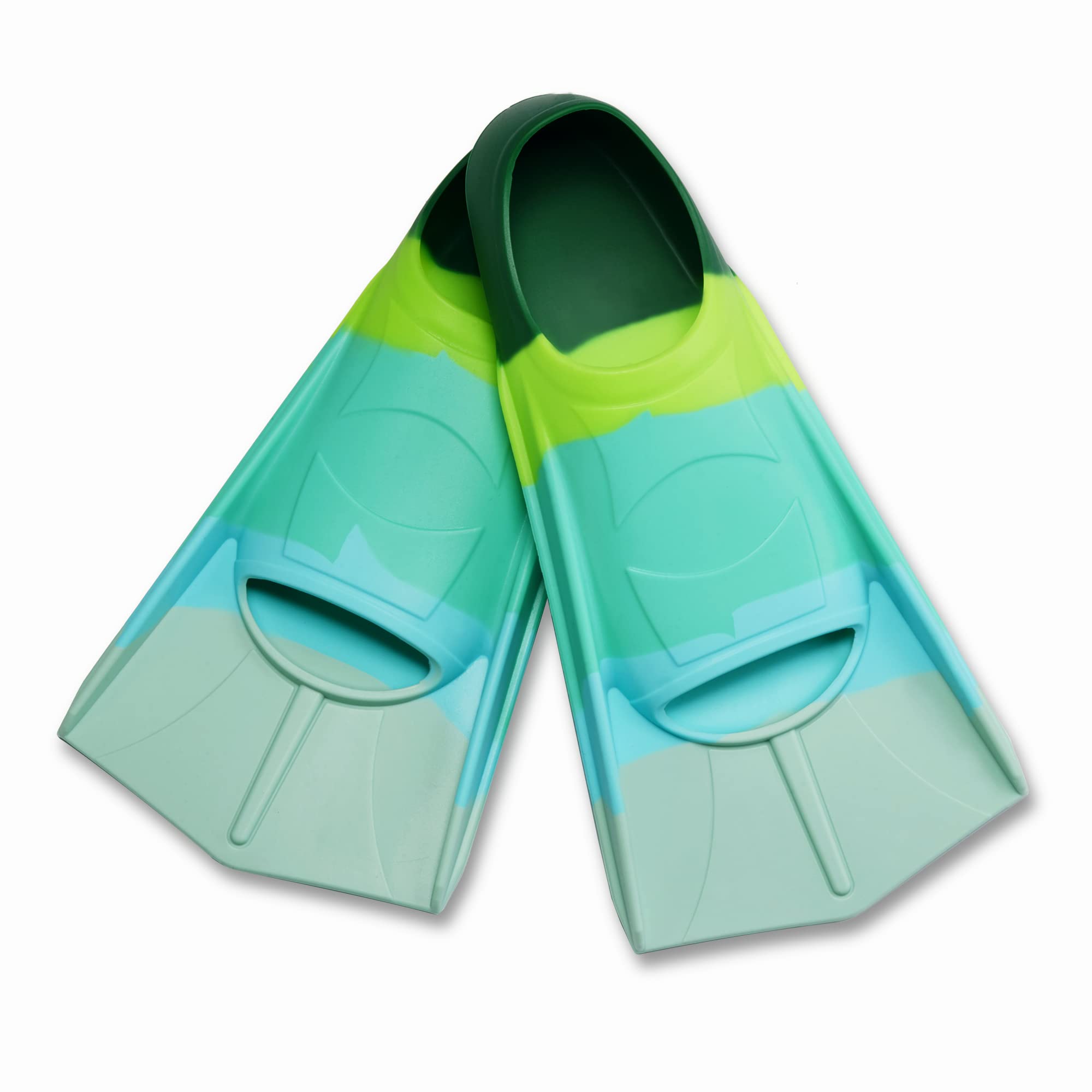 Schwimmflossen Kinder, 100% Silikon Kurzflossen, Taucherflossen Regenbogen Flossen für Kinder Erwachsene Männer Frauen Schwimmen Tauchen