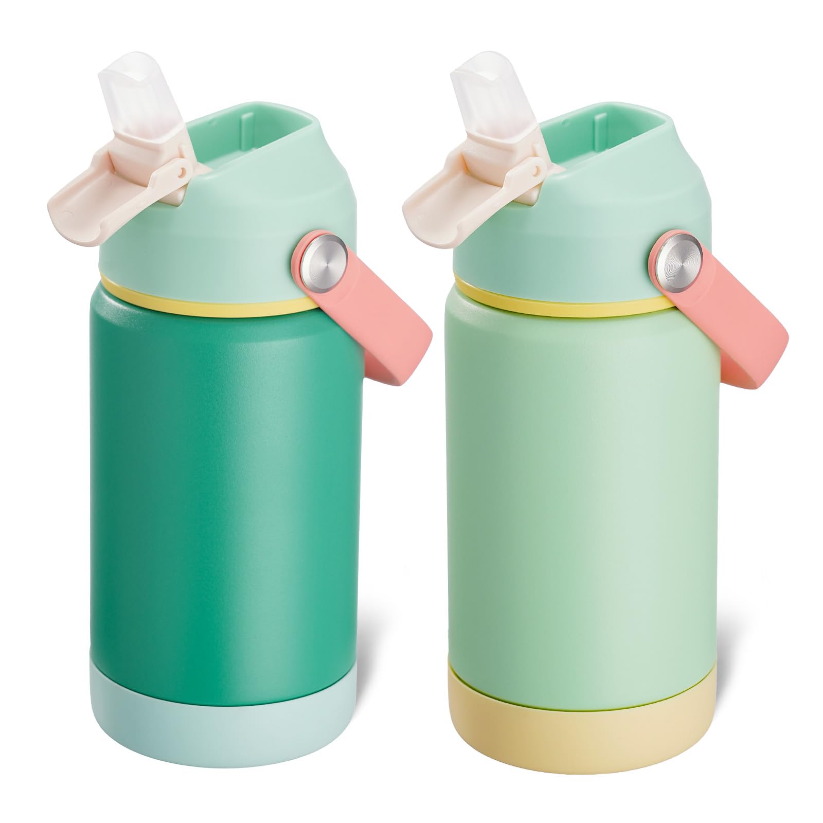 Fijinhom Kids Water Bottle, 360ml/12oz, Stainless Steel Insulated Water Bottle with Straw, Vacuum Leakproof, Kids Water Bottles for School Boys Girls,BPA Free,Mint Breeze 2 Piece Set โ image 1