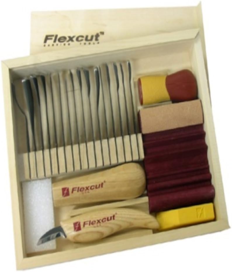 FLEXCUT SK108 21 Piece Deluxe Starter Wood Carving Set Home