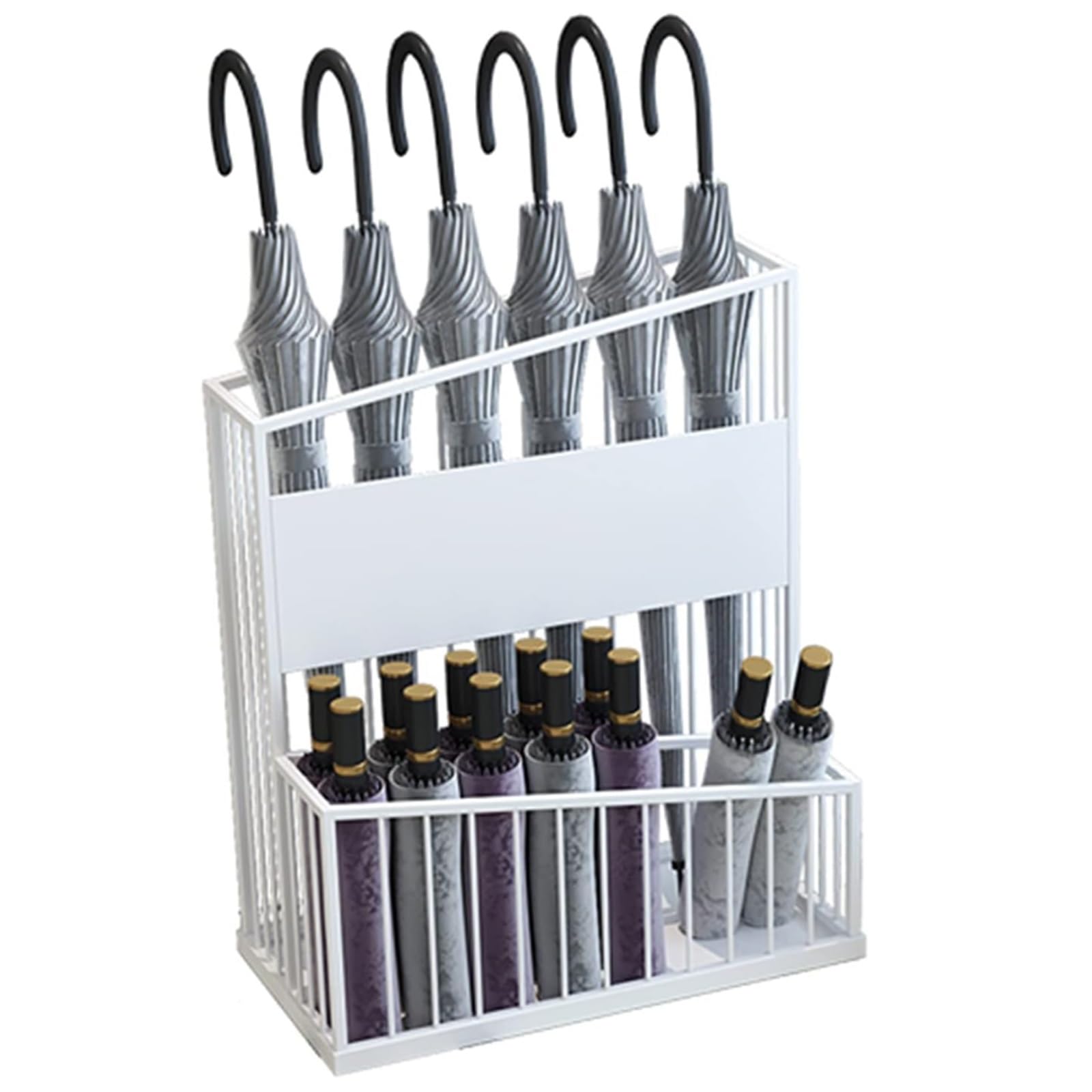 BHFPFZA Metal Umbrella Stand with Removable Drip Tray - Commercial Support for Hallways & Entrances, Holds 12 to 30 Umbrellas, Ideal for Offices & Retail Spaces