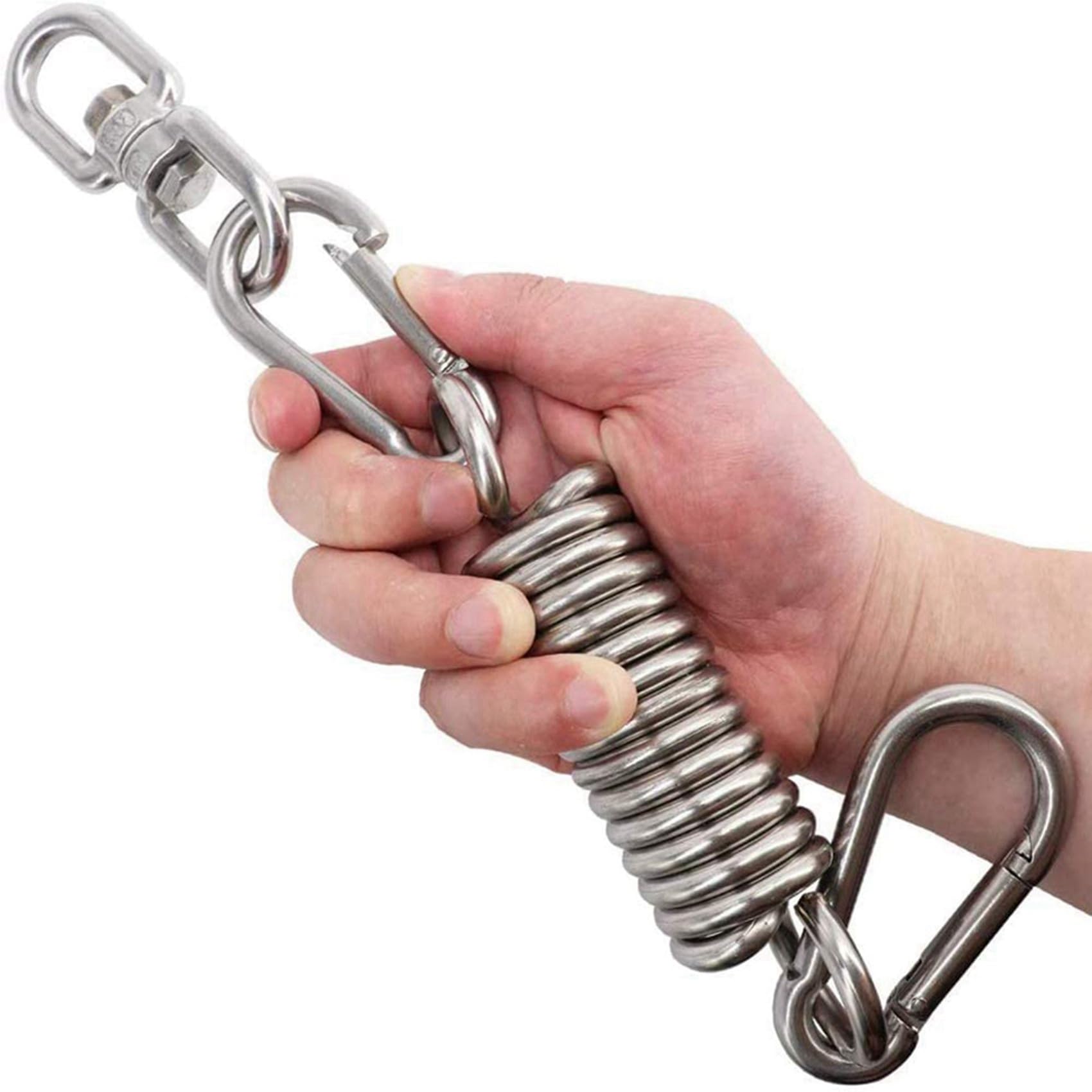 2X ChaîNe de Pivotante en Acier Inoxydable avec Mousquetons et Ressort, Capacité de 1000 LB pour Sac Lourd, BalançOire de Gymnastique, Hamac