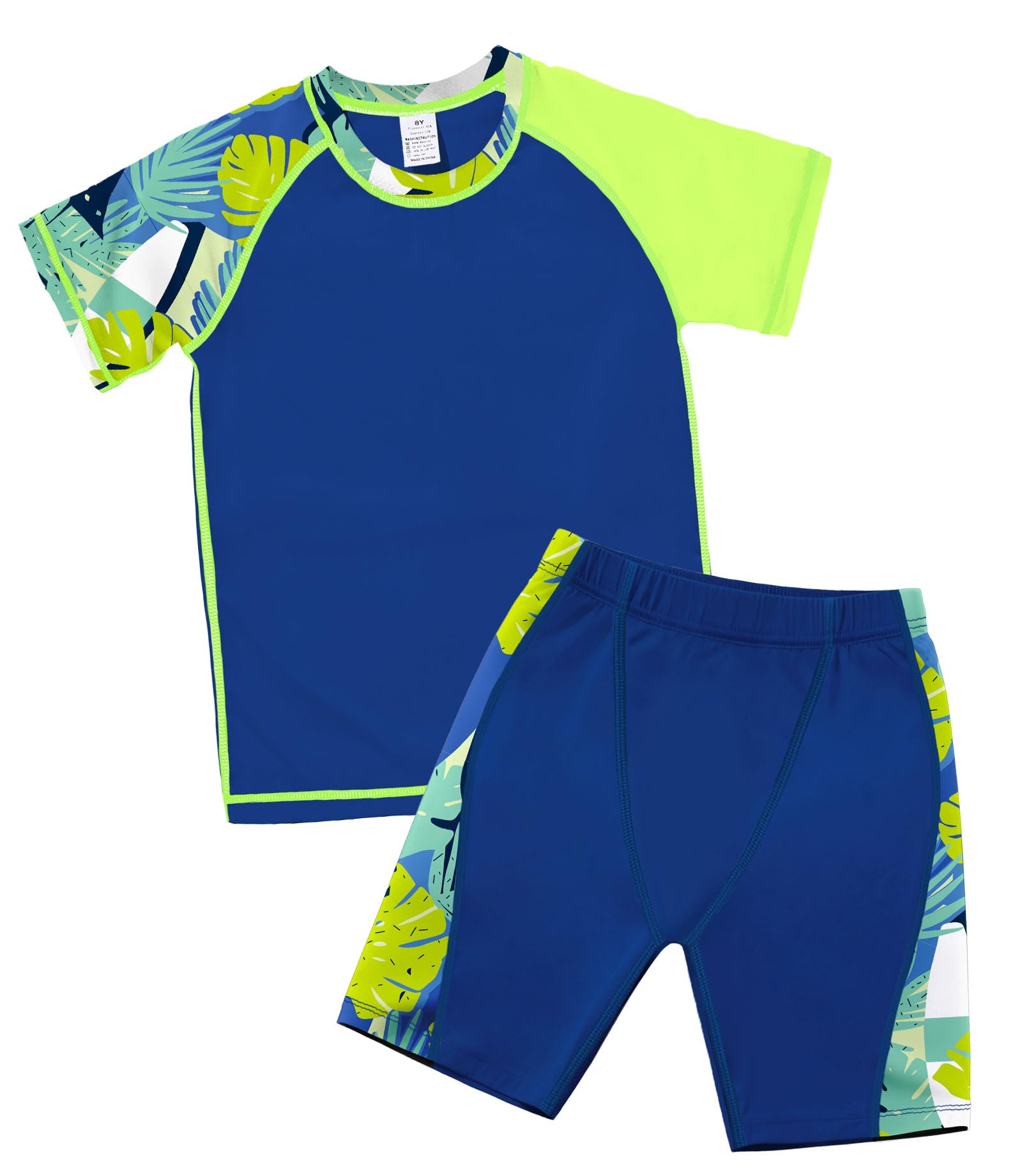 ANGEL CITIZ UV Kleidung Kinder Zweiteiler Badeset Schwimmshirt Badehosen für Jungen UPF 50+ Badebekleidung Mädchen 98-140