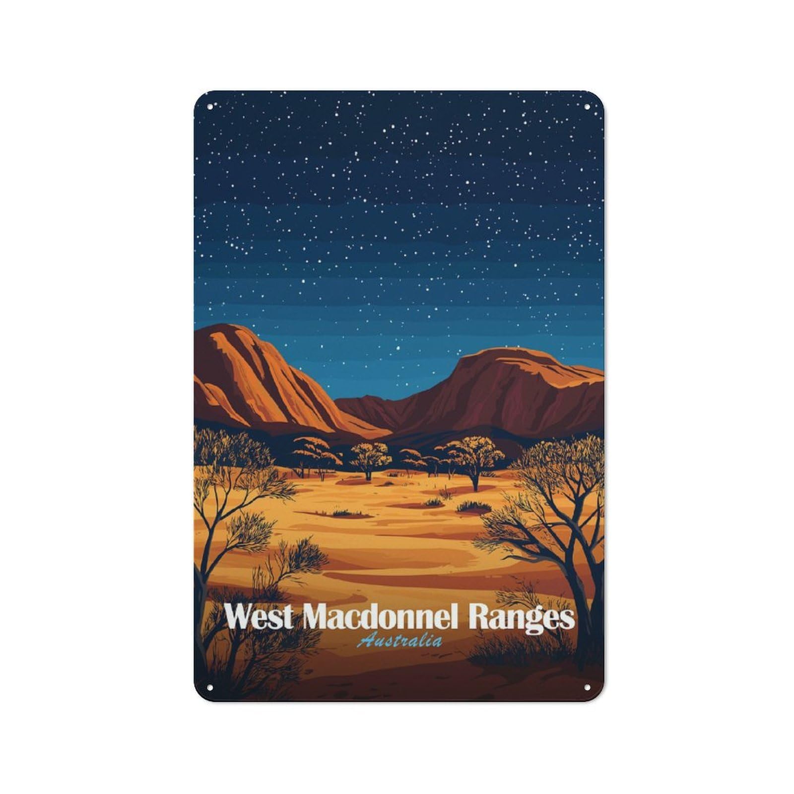 Junmoney Style-8 West Macdonnell Ranges, Australia Classic Metal Wall Decor 30X20cm, Office Metal Sign For Workspace, Cafe, Shop Or Desk Area