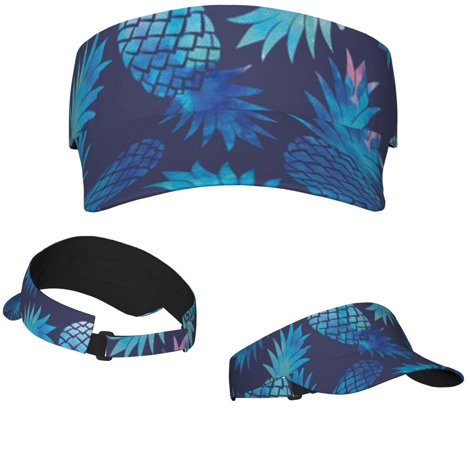 Khiry Unisex Blue Pineapple Sun Visor Hats Sunscreen Visor Cap Empty Top Sun Hat For Men Women Sports Sun Visor Caps, One Size