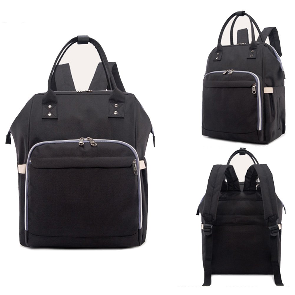 borsa zaino porta pannolini, impermeabile, multifunzione, di grande capacità; organizer da viaggio con tappetino per il cambio, una borsa termica per biberon e clip per passeggino