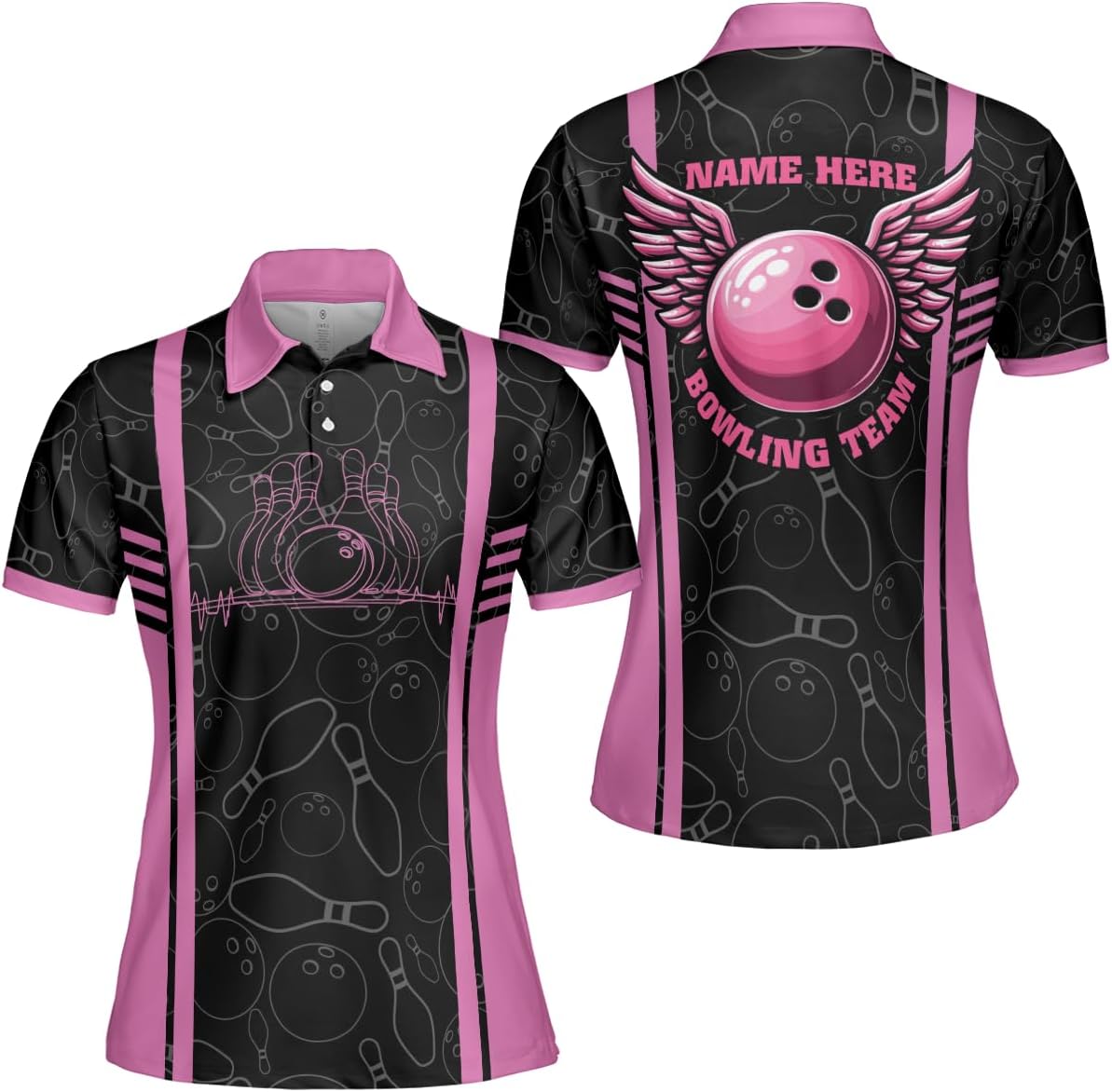 ThuhaTree Store Personalized Bowling Men & Women Polo Shirt S-5XL, Personalized Name Bowling Polo Shirts 3D for Men and Women Multi