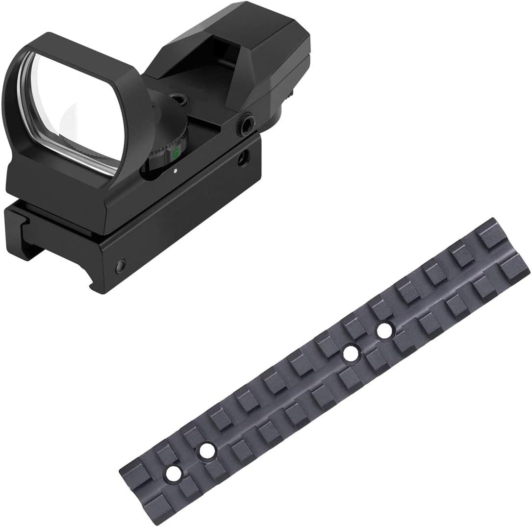 GOTICAL 4 Reticles Red Dot Sight Windage, Adjustable Reflex Holographic Sight Red & Green Illuminated and 5.4'' Picatinny Rail Adapter for Mossberg 500 and 590 Series Shotgun - 2 in 1 Pack