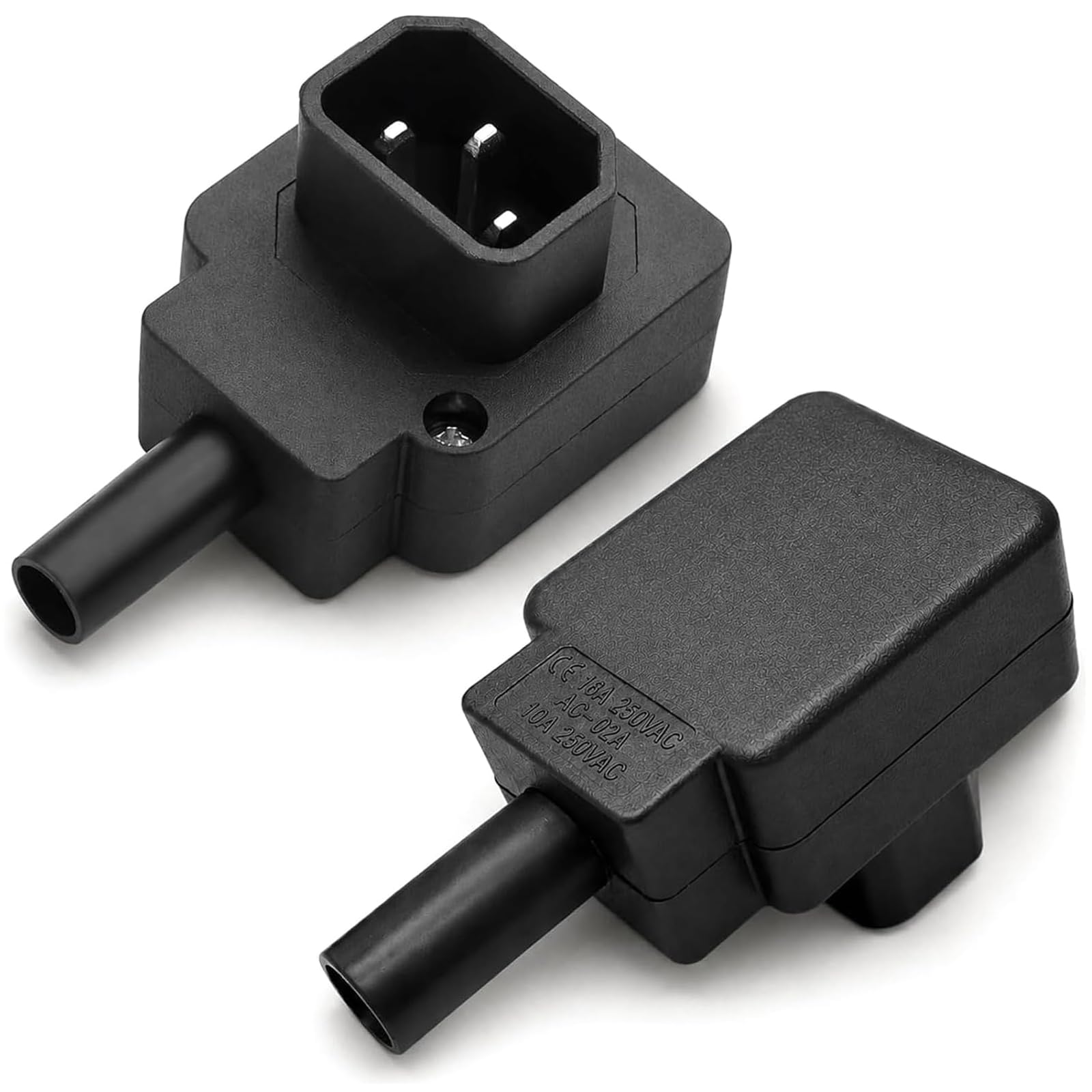 2PCS IEC C14 Downward Angle Plug, 90 Degree Rewirable Power Connector, 250V 10A IEC C14 Male Plug Adapter, DIY Wiring Mains Connector for PC, Monitor, Printer, UPS, Server Cabinet — image 1