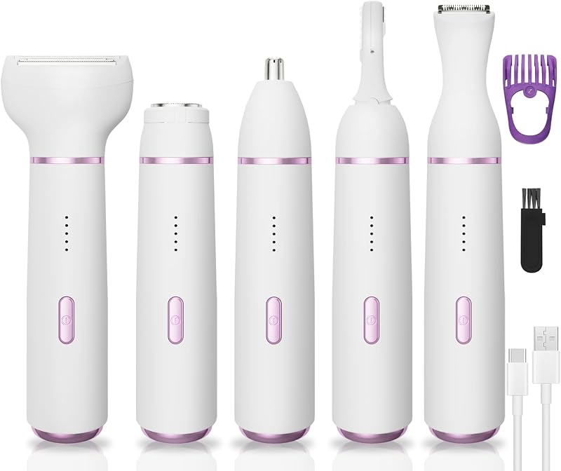Barbeador elétrico feminino lurini 5 em 1 com cabeças intercambiáveis, modelo BXL-831