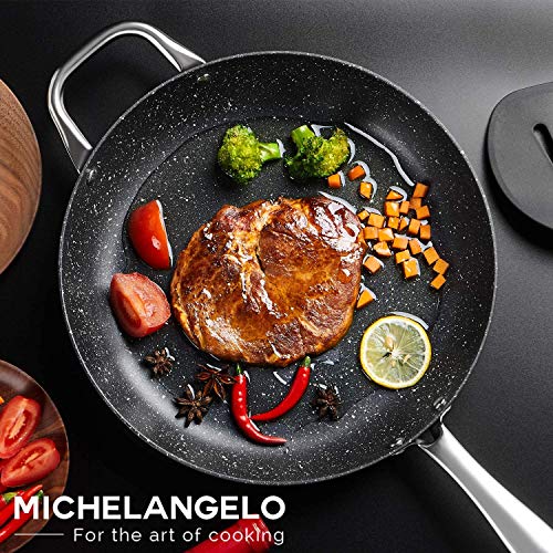 image for MICHELANGELO Nonstick Frying Pan with Lid,12 Inch Hard Anodized Frying