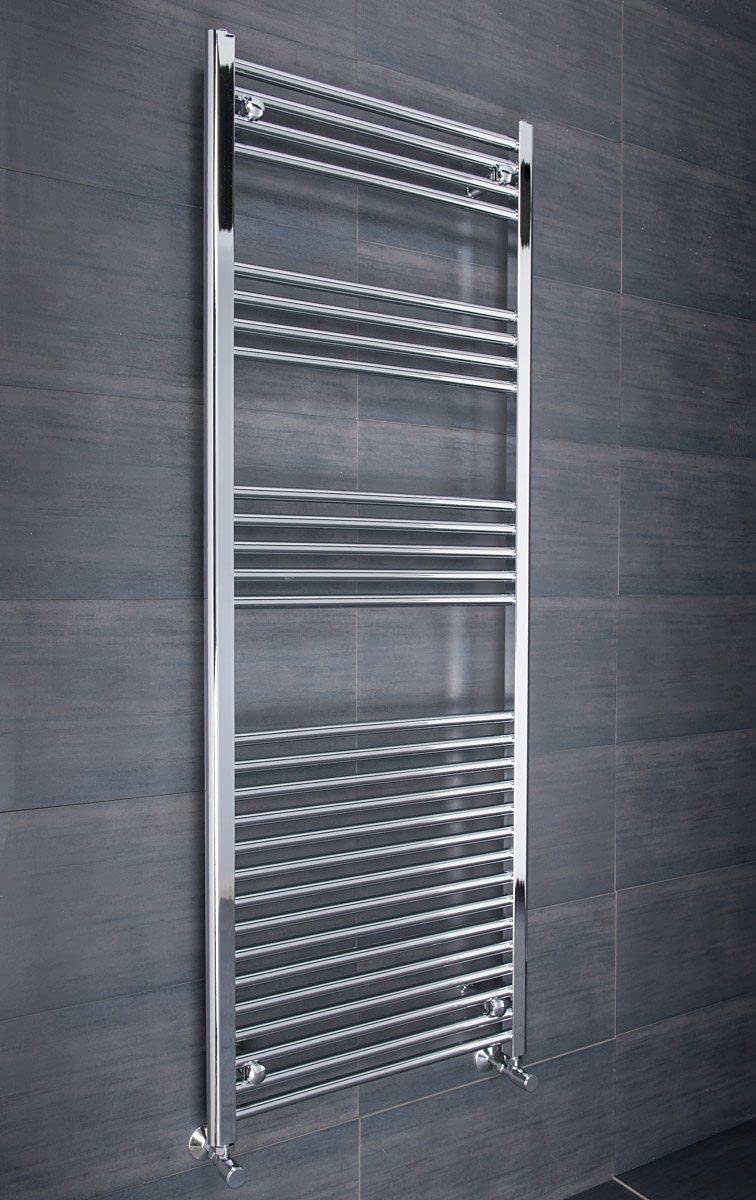 Warmehaus Chrome Contemporary Straight Bathroom Ladder Radiator Heated Towel Rail Towel Warmer Central Heating 1600 X 600Mm