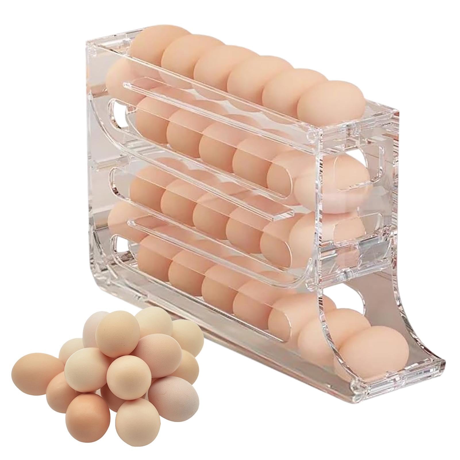Distributeur à œufs 4 étages Pour Frigo - Range Jusqu'à 30 œufs, Gain De Place, Facile à Nettoyer