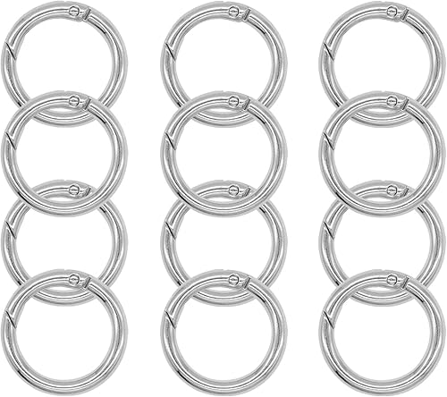 Llavero redondo de mosquetón de resorte de metal con clip de presión para llavero, bolso, bolso de mano, Plateado, 33MM