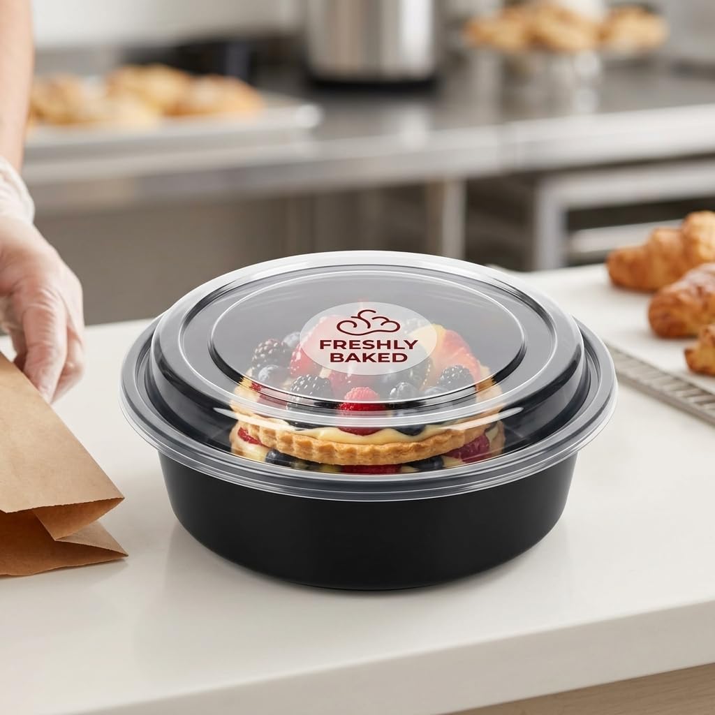 Recipientes redondos de preparación de comidas con tapas, recipientes reutilizables de 24 onzas, paquete de 25 unidades, cajas de preparación de comidas aptas para microondas, lavavajillas y
