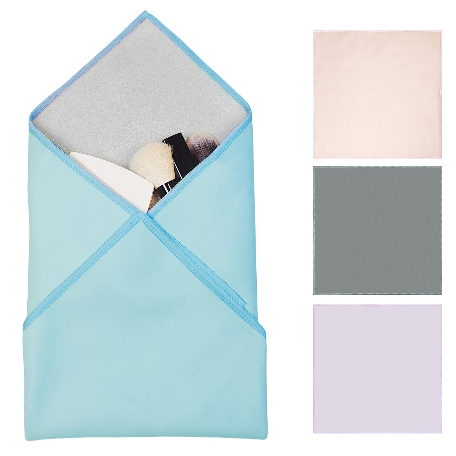 Luxmeroletta Self Adhesive Magic Cloth Makeup Bag, 21.65x21.65 Inches, Blue Lay Flat Makeup Bag for Organizing Cosmetics, Jewelry and Protect Camera