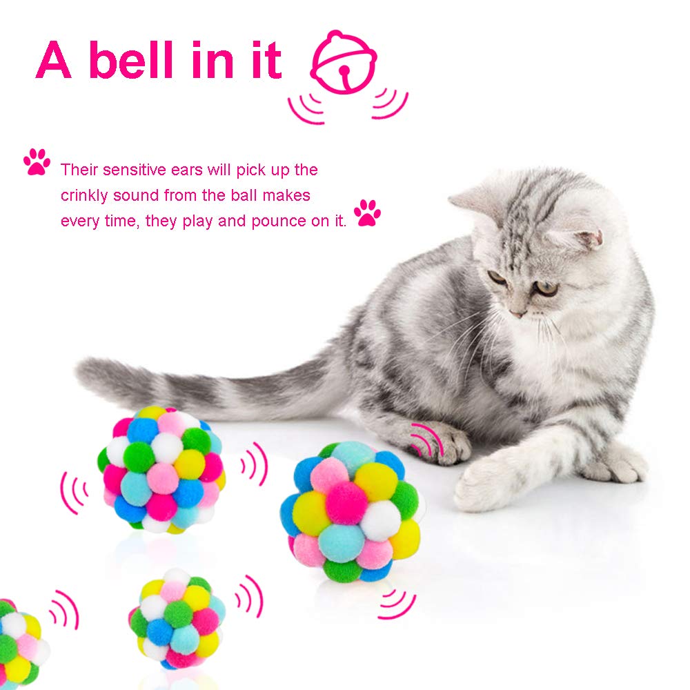 12 Balles Avec Grelot Pour Chat - 3,8 Cm - En Plastique ABS Coloré - Jouet Interactif Pour Chaton - Stimule L'instinct De Chasse