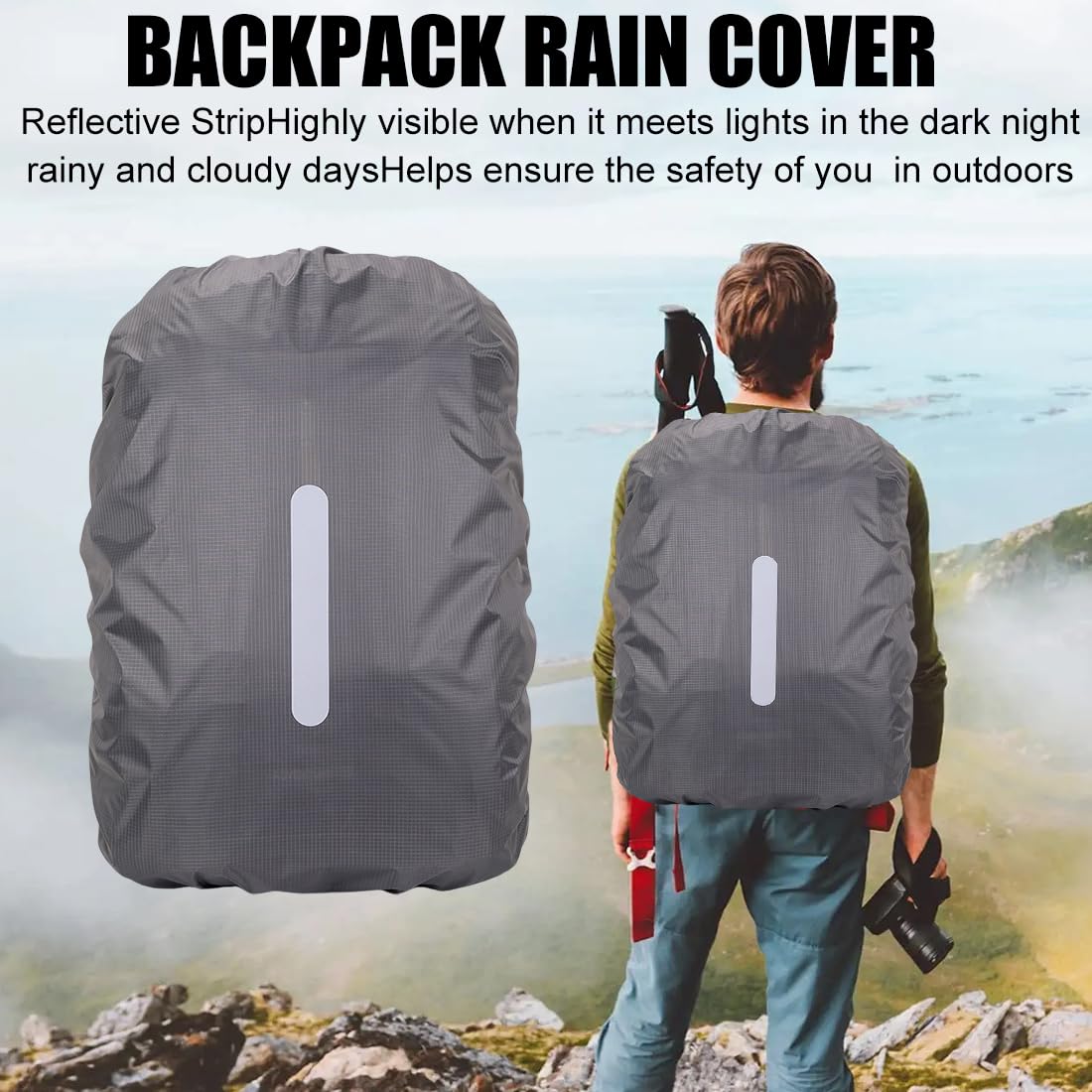 Set De 2 Housses De Pluie Imperméables Pour Sac à Dos D'extérieur - Réfléchissantes