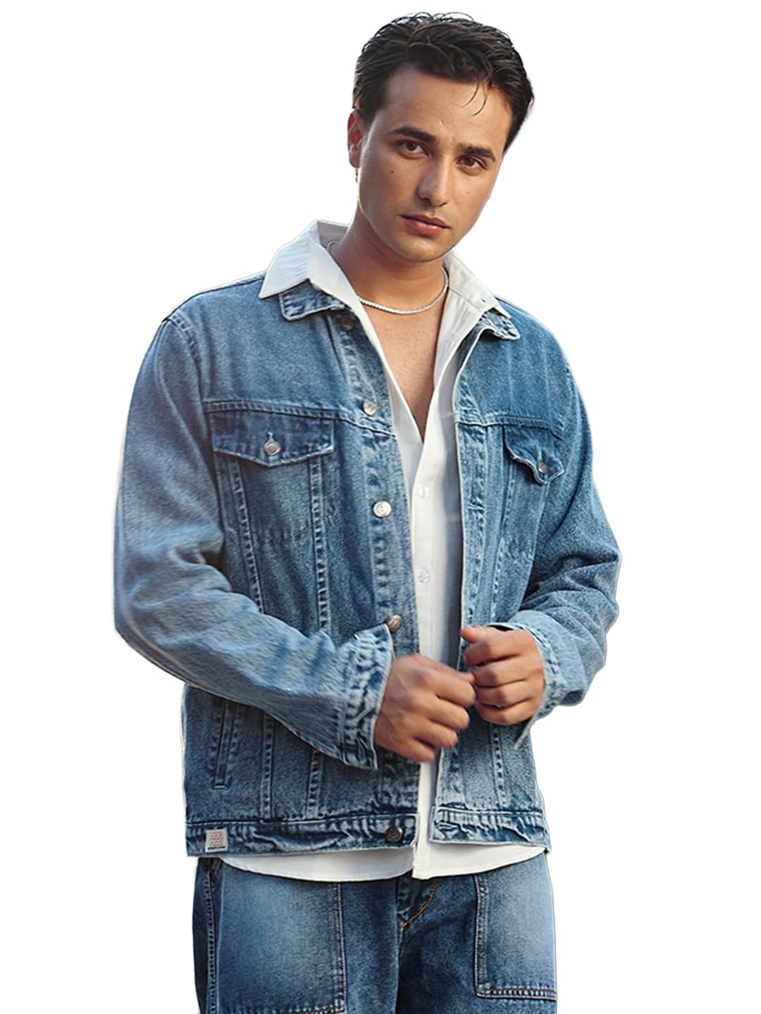 Urbano Fashion Men's Regular Fit Washed Full Sleeve Denim Jacket