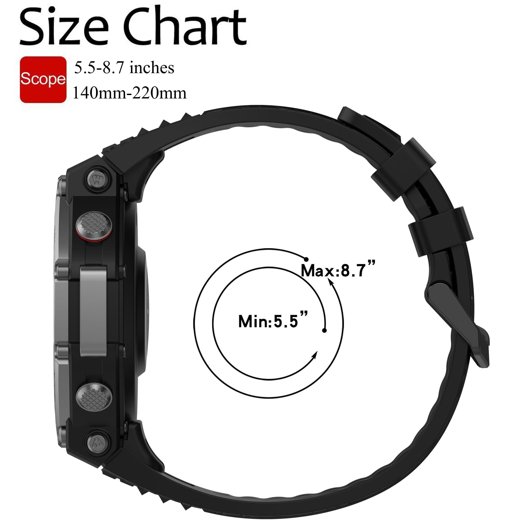 Bracelet de rechange en silicone souple pour Amazfit T-Rex 3 Smartwatch Amazfit T-Rex 3 (sans tracker, bracelets de rechange uniquement)