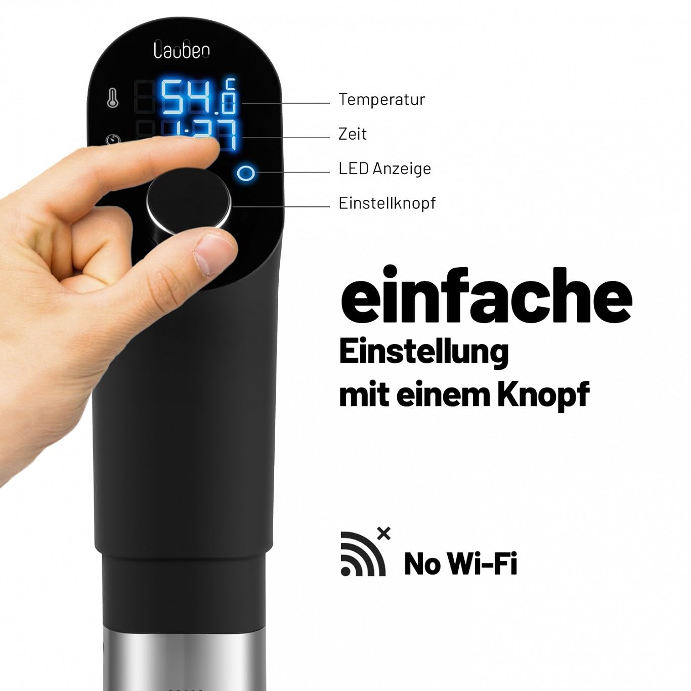 Lauben Sous Vide Stick SV01 Präzisionskocher - 1200W Profi Vakuum-Tauchthermostat für Ihr Zuhause | Sous Vide Garer