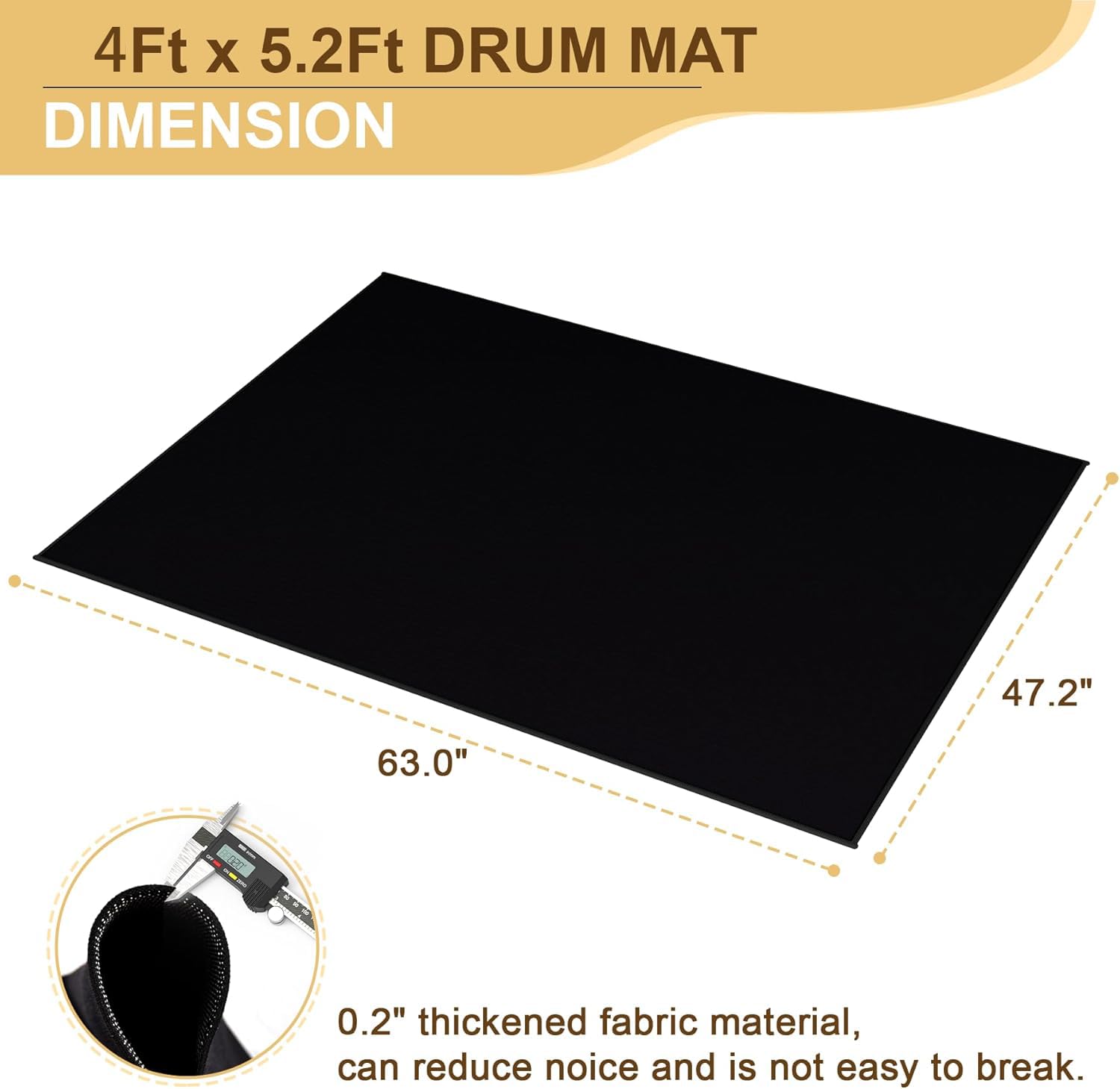 Trommelteppich, 1,9 m x 1,5 m, dicht gewebter Stoff, elektrischer Trommelteppich mit rutschfester Unterseite, schalldichter Teppich für Klavier, Gitarre, Geschenk für Schlagzeuger, Schlagzeugzubehör,